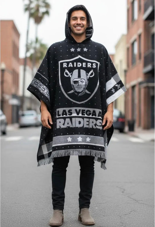 Las Vegas Raiders Jorongo Sarape Poncho Artesanal Winter Hoodie