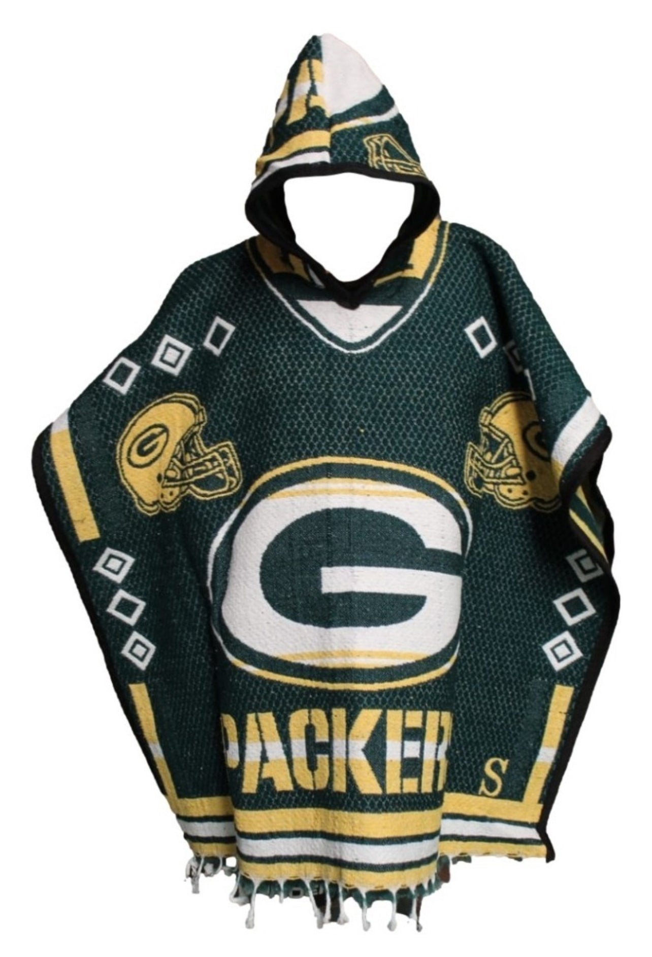 Green Bay Packers Jorongo Zarape Hoodie Artesanal  Mexican Poncho