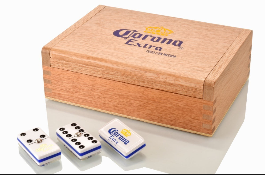 Dominoes Set Cerveza Corona in Nice Wooden Case Domino.