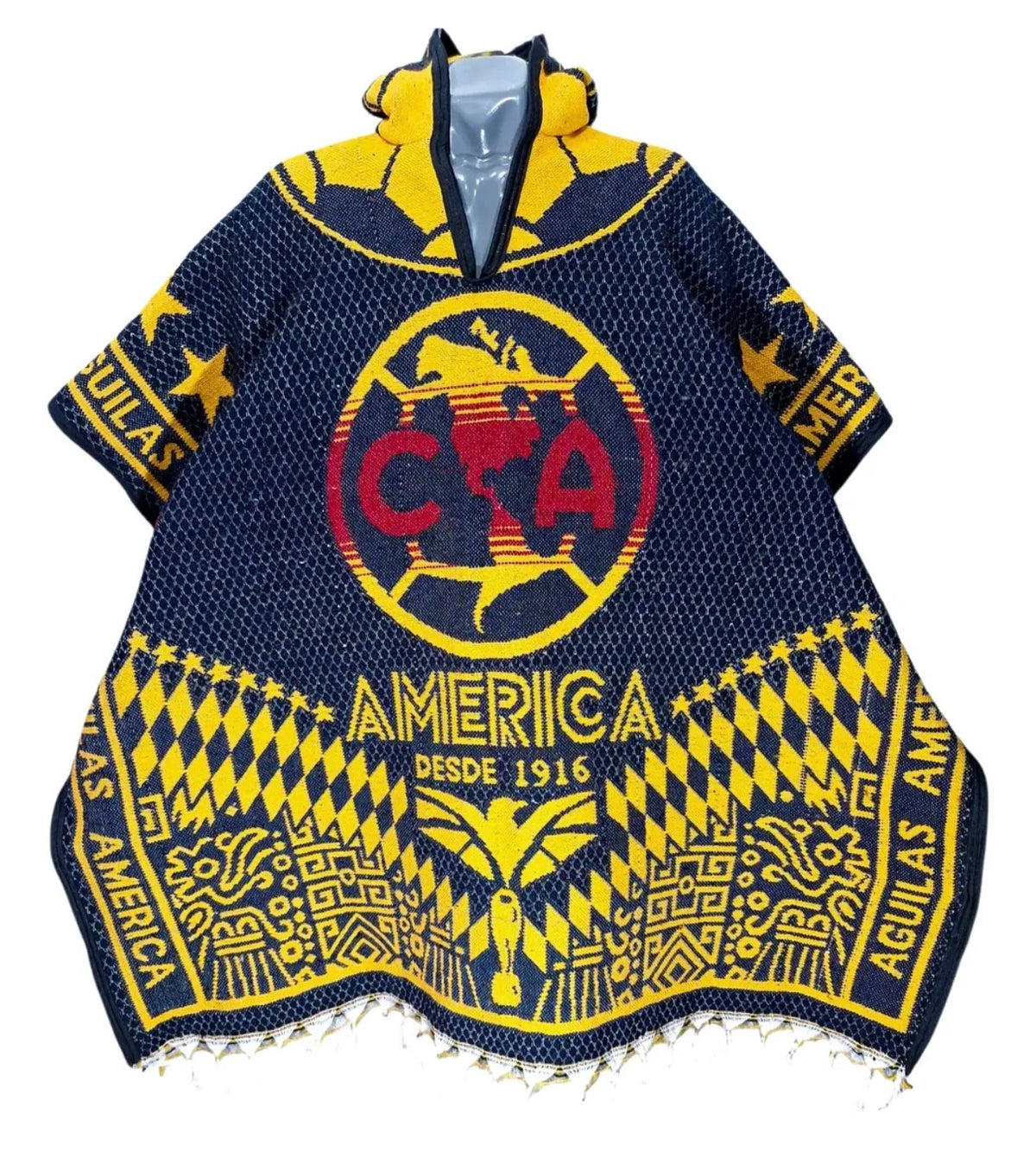 Club America Aguilas Jorongo Sarape Mexican Poncho Artesanal Hoodie