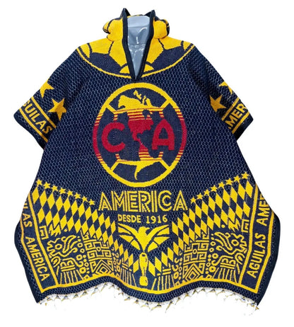 Club America Aguilas Jorongo Sarape Mexican Poncho Artesanal Hoodie