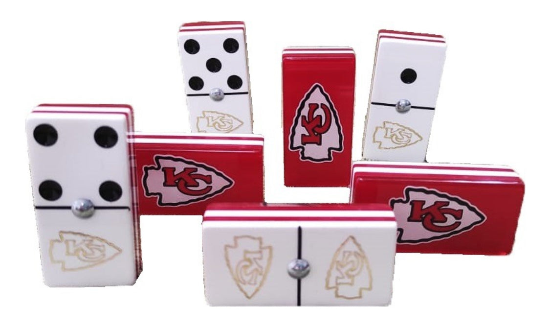 Dominoes Set Kansas City Chiefs With Faux Leather Case Domino