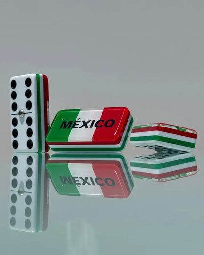 Mexico Premium Jumbo Dominoes Set in Faux Leather Case Domino Azteca