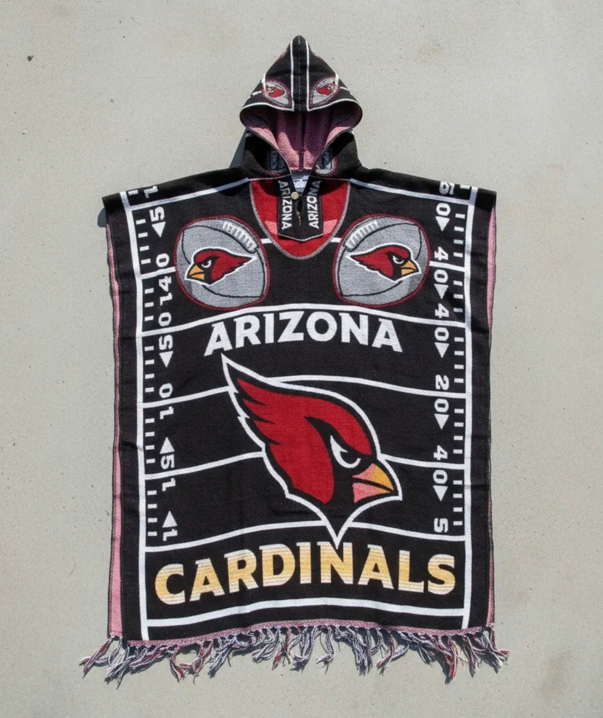 Arizona Cardinals Jorongo Sarape Hoodie Artesanal  Mexican Poncho
