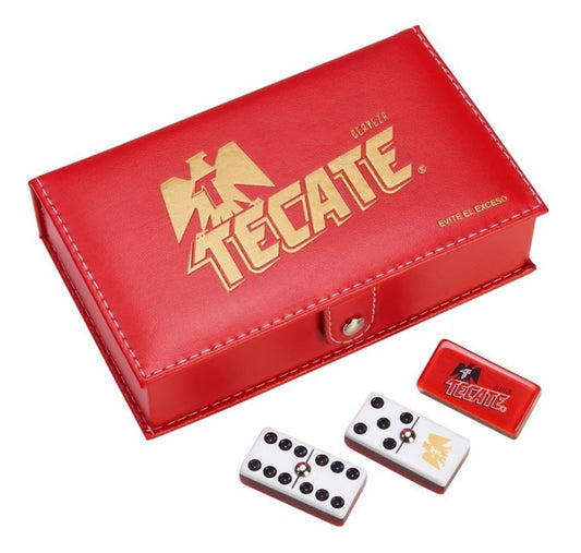 Dominoes Set Cerveza Tecate in Faux Leather Case Domino
