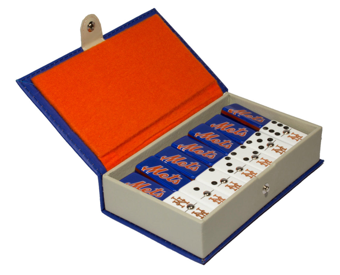 Dominoes Set Baseball New York Mets In Faux Leather Case NY