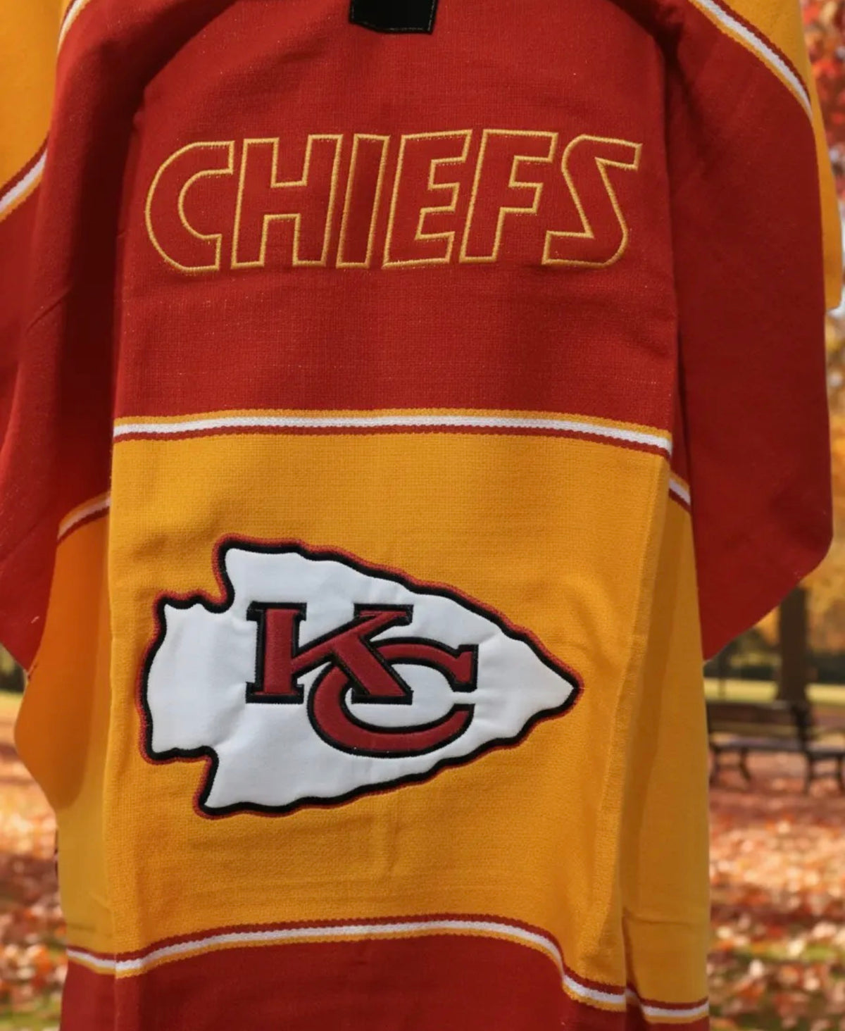 Kansas City Chiefs Jorongo Sarape Hoodie Artesanal Mexican Poncho