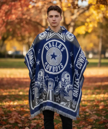 Dallas Cowboys Jorongo Sarape Hoodie Artesanal Mexican Poncho
