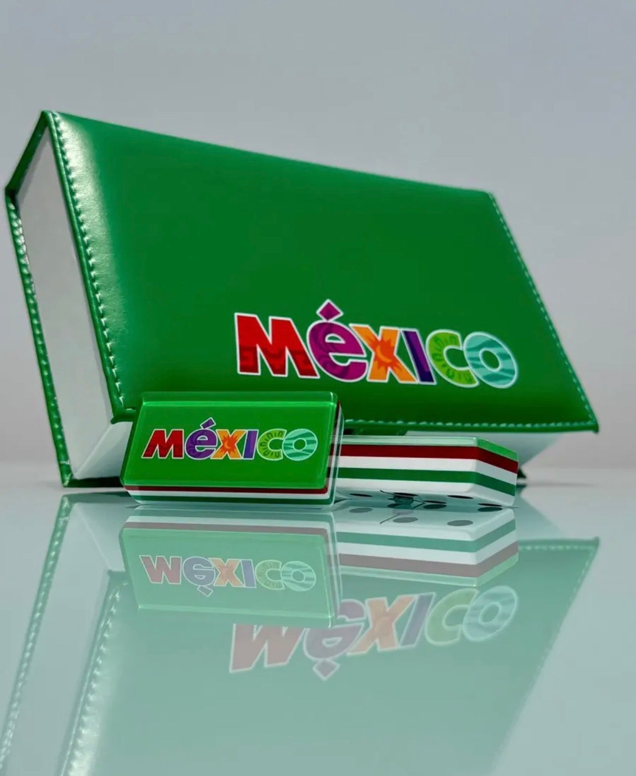Mexico Premium Jumbo Dominoes Set in Faux Leather Case Domino