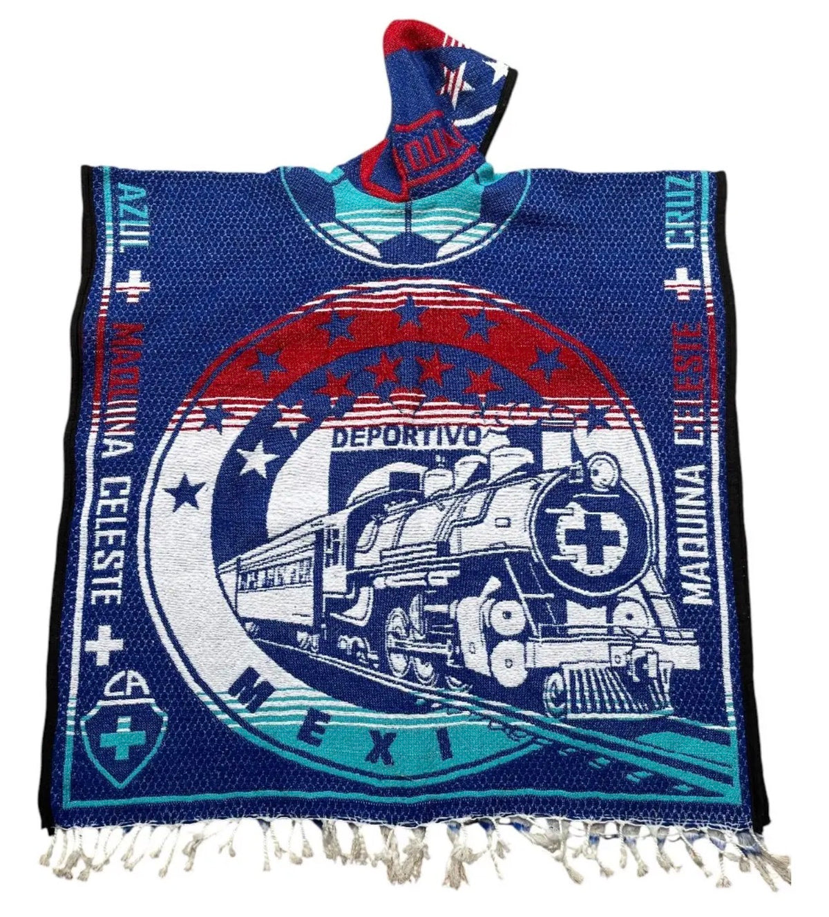 Cruz Azul FC Gaban Jorongo Sarape Mexican Poncho Artesanal Hoodie