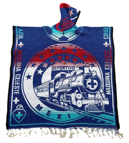 Cruz Azul FC Gaban Jorongo Sarape Mexican Poncho Artesanal Hoodie