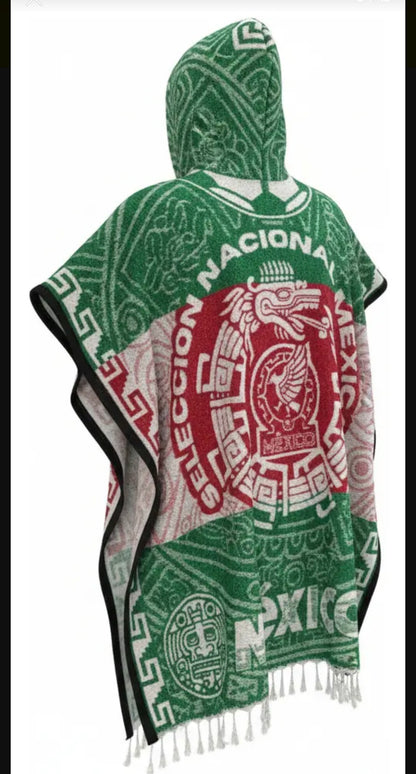 Selección Mexicana World Cup Mexico Jorongo Sarape Mexican Poncho Artesanal Copa del Mundo Hoodie Green