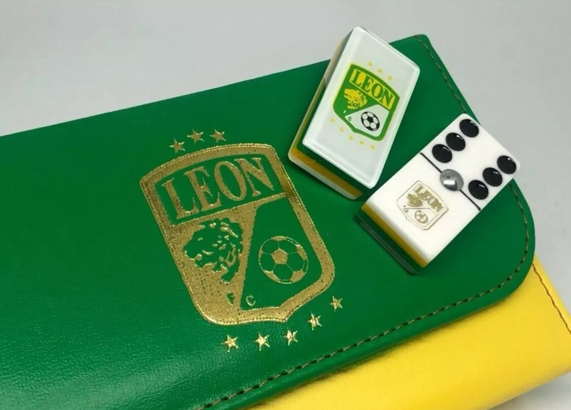 Dominoes Set Club Leon in Faux Leather Box Domino Leones La Fiera