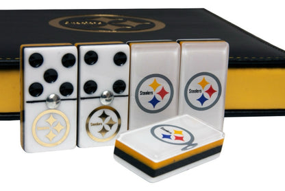 Dominoes Set Pittsburgh Steelers in Faux Leather Case Domino