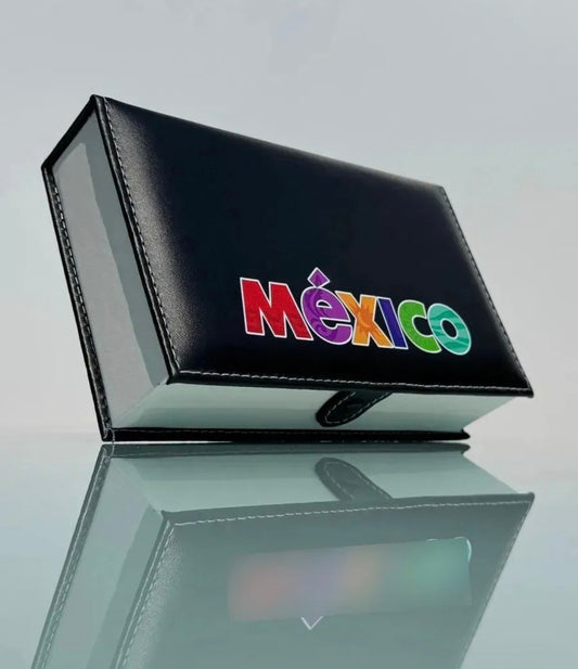 Mexico Premium Jumbo Dominoes Set in Black Faux Leather Case Domino