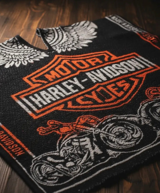 Harley Davison Jorongo Sarape Hoodie Artesanal Mexican Poncho