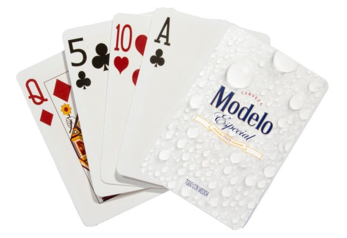 Dominoes Casino Cerveza Modelo Especial Dominoes Set, Cubilete, 2 Barajas/Cards