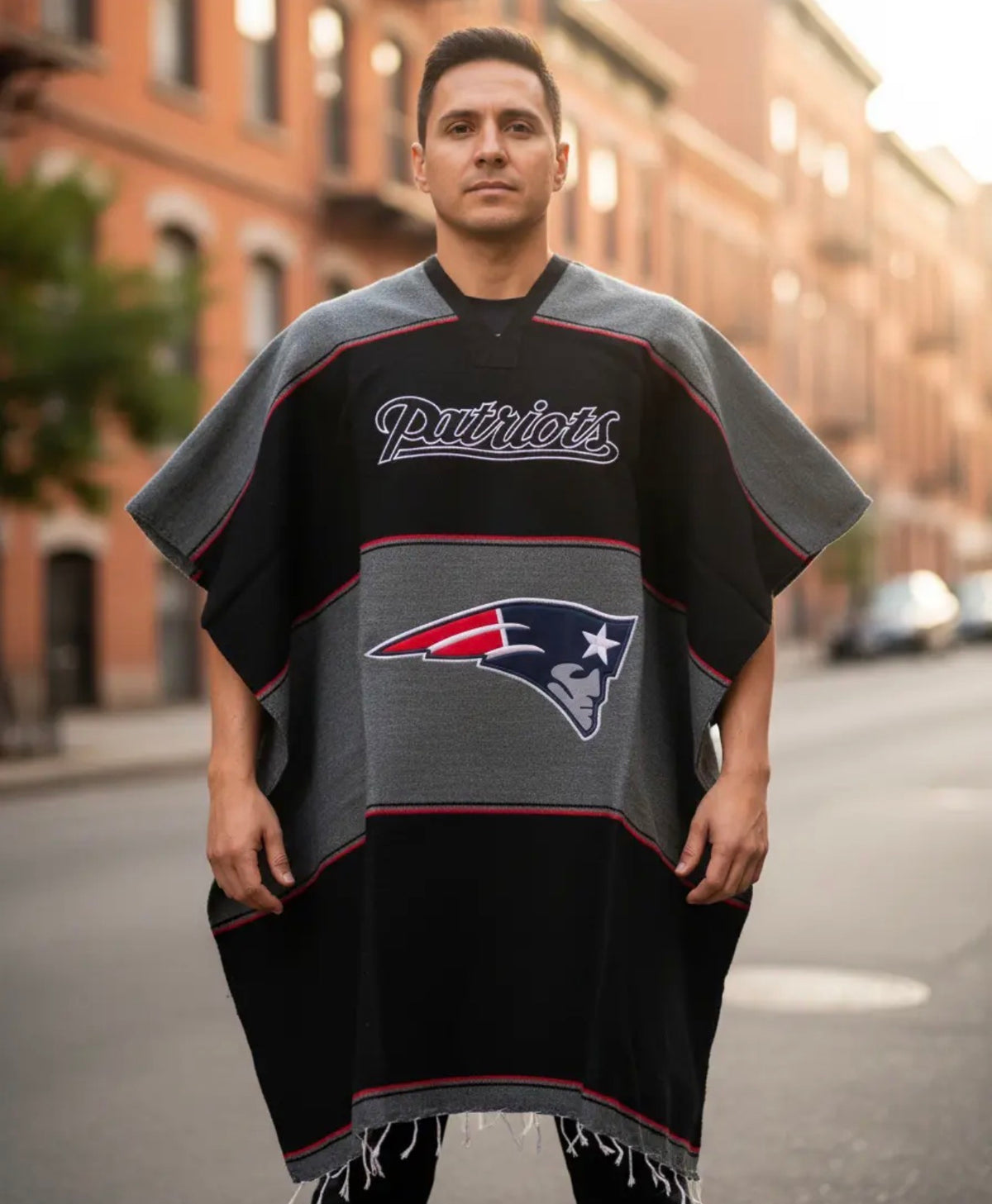 New England Patriots Gaban Jorongo Sarape Artesanal Mexican Poncho