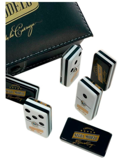 Dominoes Set Cerveza Negra Modelo In Faux Leather Case Domino