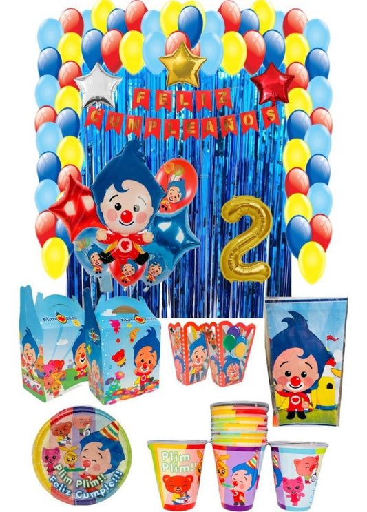 10 Guests Invitados Party Kit. Vasos, Platos y Dulceros. Payaso