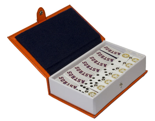 Professional Dominoes Set Cubilete Houston Astros in Faux Leather Box Space City