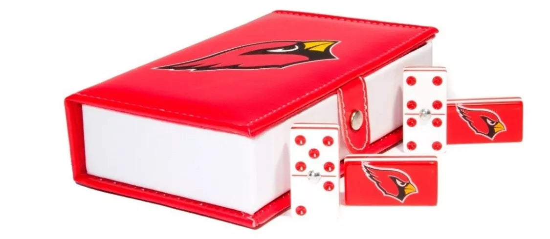 Professional Dominoes Set  Arizona Cardinals  In Faux Leather Case