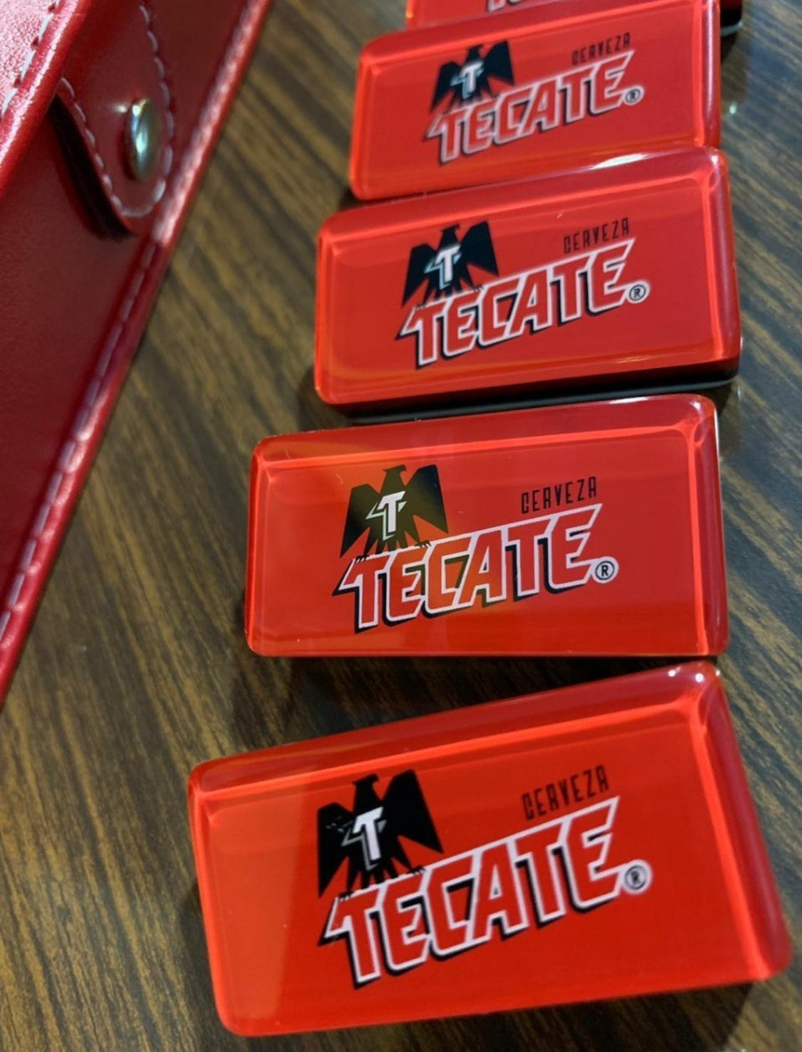 Dominoes Set Cerveza Tecate in Faux Leather Case Domino