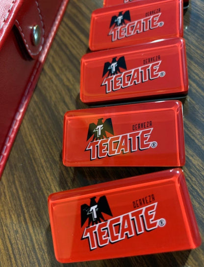 Dominoes Set Cerveza Tecate in Faux Leather Case Domino