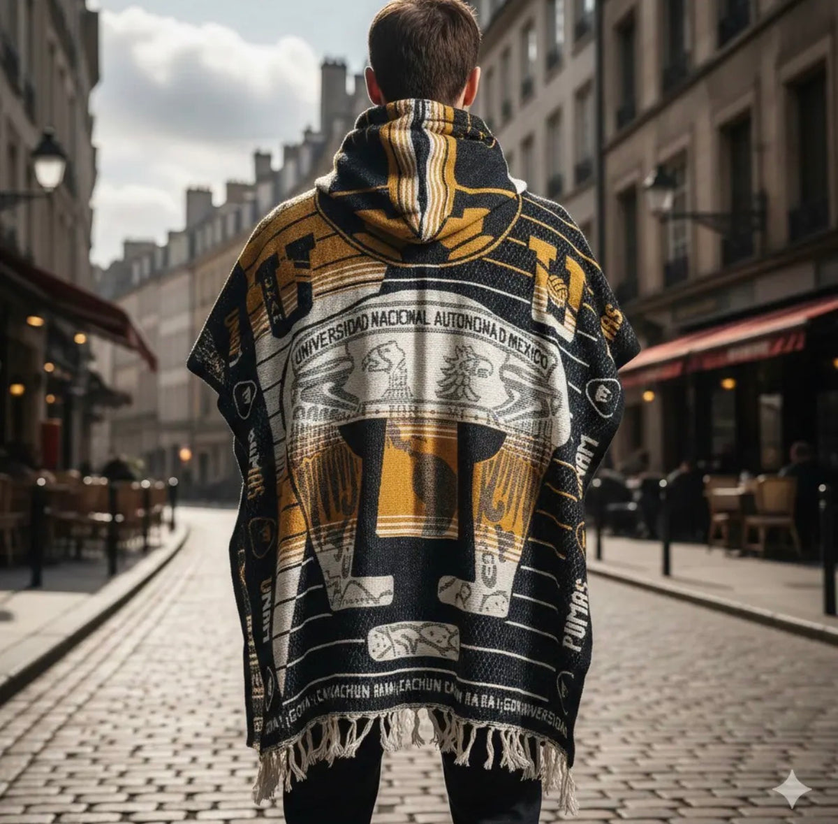 Pumas UNAM Gaban Jorongo Sarape Mexican Poncho Artesanal Hoodie
