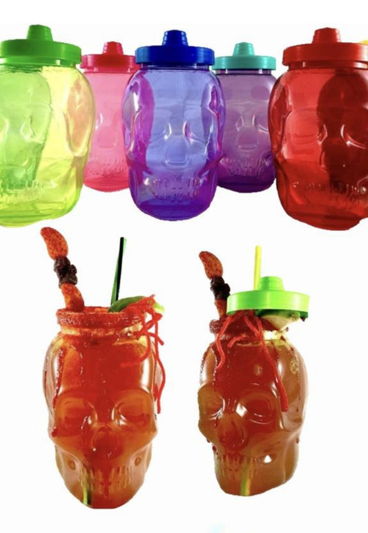Skull Cup Calavera Cup W/Lid Party Cup Mixed Drinks Michelada Margarita 10 Pack