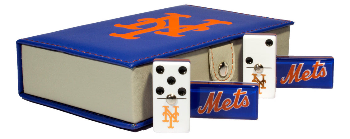 Dominoes Set Baseball New York Mets In Faux Leather Case NY