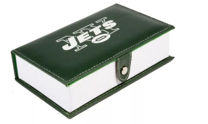 Dominoes Set + Cubilete New York Jets in Faux Leather Box. Dice set