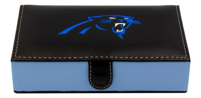 Dominoes Set Carolina Panthers in Black Faux Leather Case.