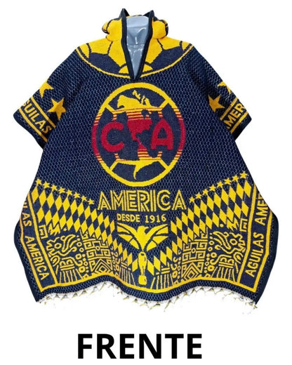 Club America Aguilas Jorongo Sarape Mexican Poncho Artesanal Hoodie