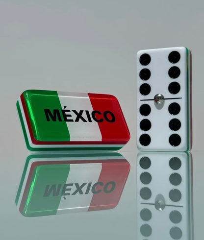 Mexico Premium Jumbo Dominoes Set in Faux Leather Case Domino Azteca