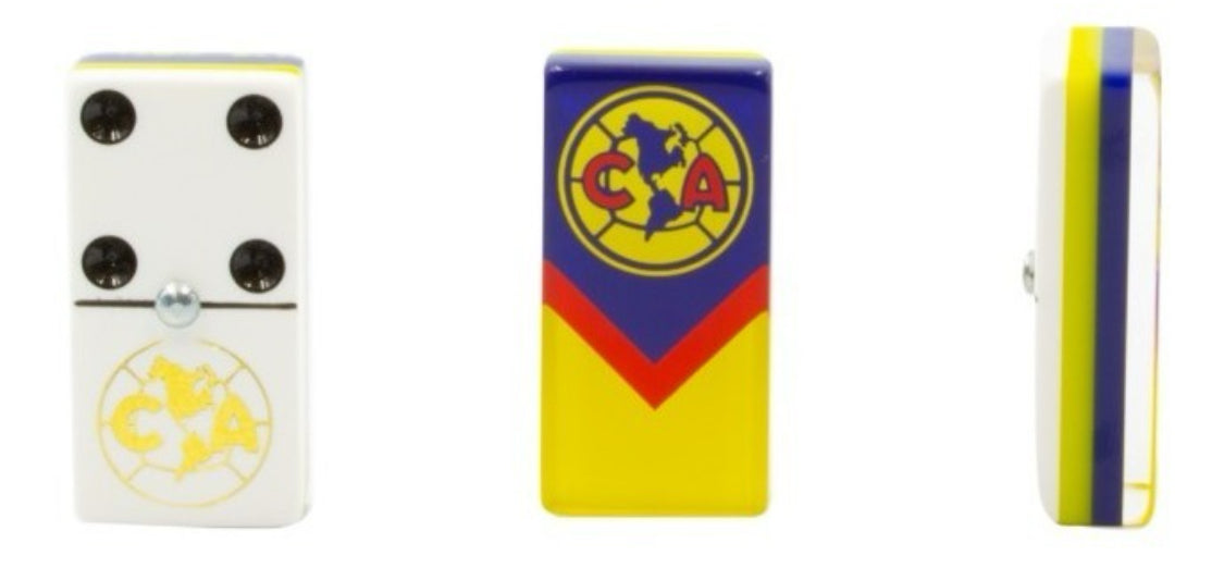 Dominoes Aguilas Del America: Domino + Cubilete Tricampeon In Faux Leather Case