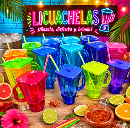 Licuachela Blender Cups Vasos Micheladas 1250ml Neon Party Cups (30 Vasos)