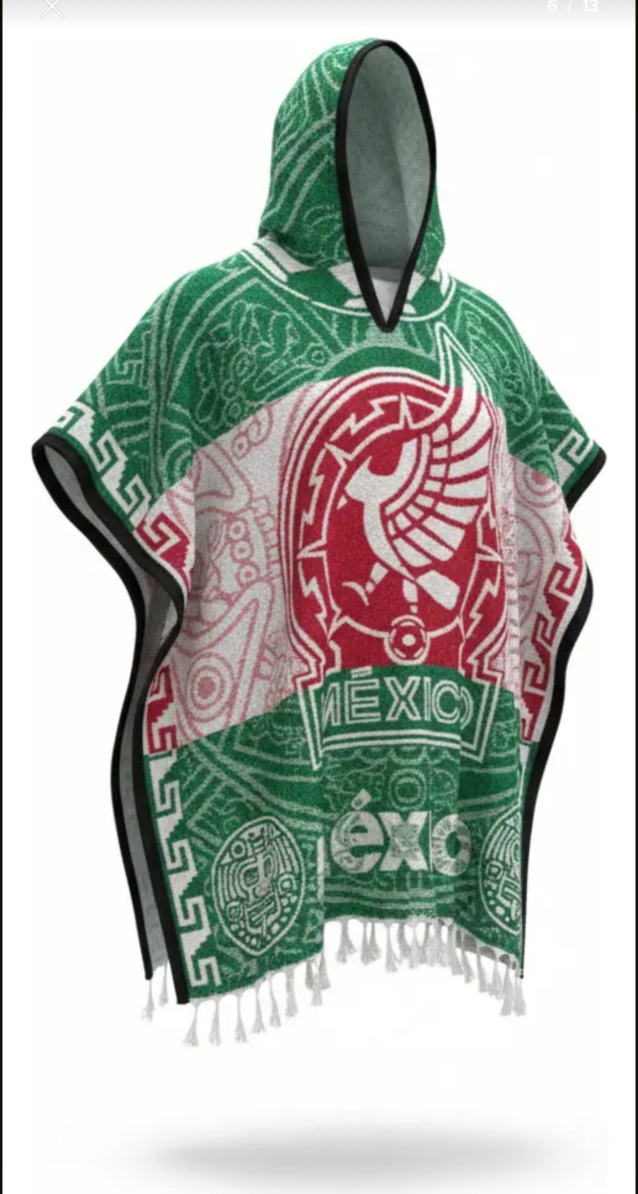 Selección Mexicana World Cup Mexico Jorongo Sarape Mexican Poncho Artesanal Copa del Mundo Hoodie Green