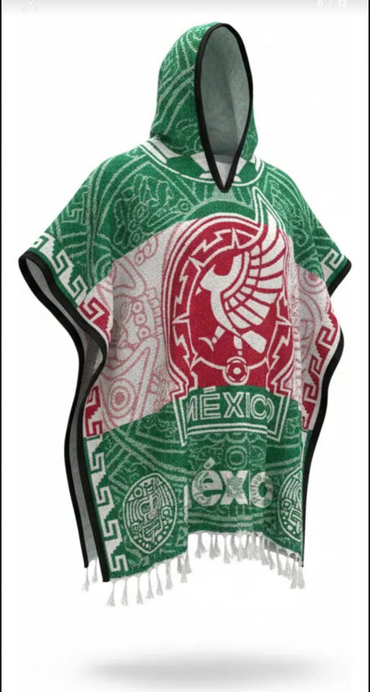 Selección Mexicana World Cup Mexico Jorongo Sarape Mexican Poncho Artesanal Copa del Mundo Hoodie Green