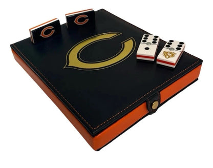 Dominoes Set Chicago Bears With Faux Leather Case Domino
