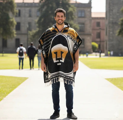 Pumas UNAM Gaban Jorongo Sarape Mexican Poncho Artesanal Hoodie