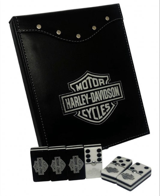 Dominoes Set Harley Davison in Faux Leather Box.
