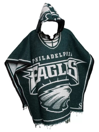Philadelphia Eagles Jorongo Zarape Hoodie Artesanal  Mexican Poncho
