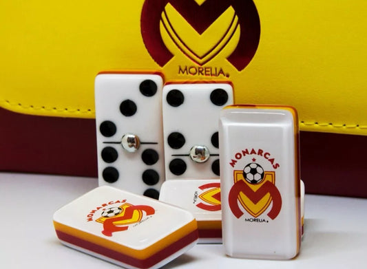 Dominoes Set Monarcas Morelia in Faux Leather Box Domino