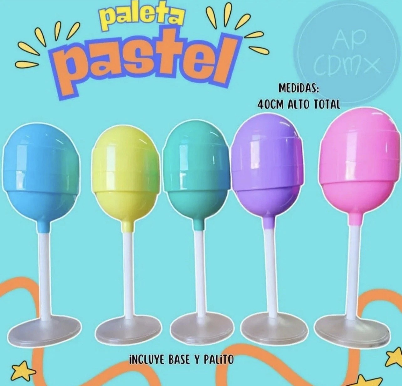 Lollipop Dulcero 10ct Plastic Table Centerpiece Party Candy Favor Pastel Paleta