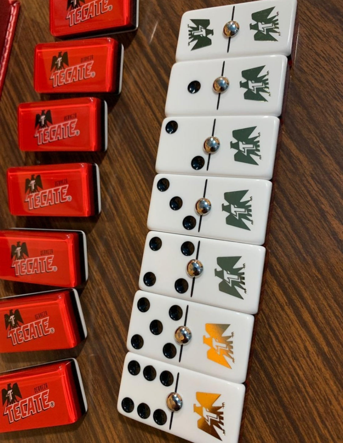 Dominoes Set Cerveza Tecate in Faux Leather Case Domino