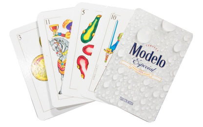Dominoes Casino Cerveza Modelo Especial Dominoes Set, Cubilete, 2 Barajas/Cards