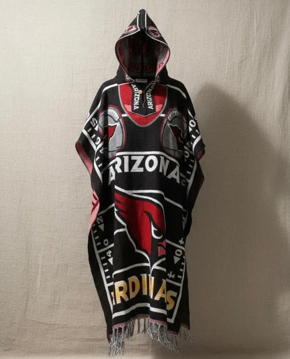 Arizona Cardinals Jorongo Sarape Hoodie Artesanal  Mexican Poncho