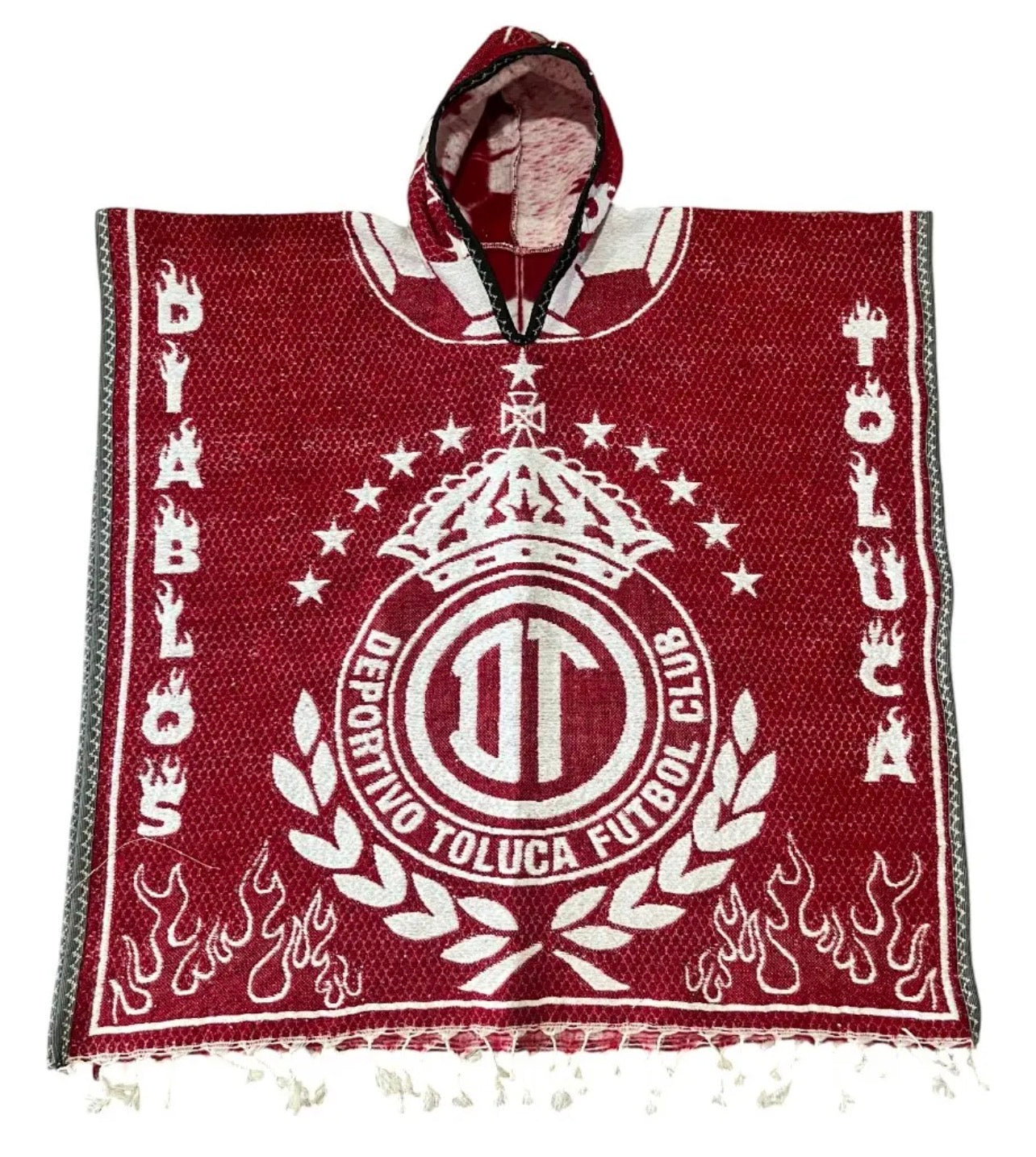 Diablos Rojos Toluca Jorongo Sarape Mexican Poncho Artesanal Winter Hoodie Thicker