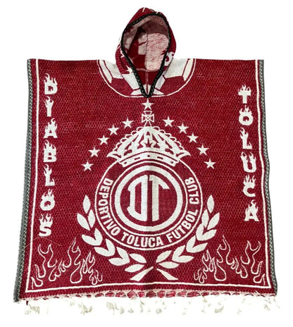 Diablos Rojos Toluca Jorongo Sarape Mexican Poncho Artesanal Winter Hoodie Thicker